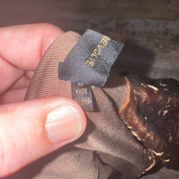 House of Harlow 1960 x Revolve Crushed Velvet Halter Bodysuit Brown XS - Picture 6 of 7